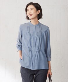 J.PRESS LADIES L 【洗える】ウォッシャブルキュプラツイル バンドカラー ブラウス