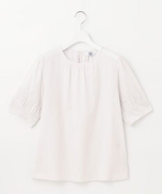 J.PRESS LADIES 【洗える】BEZ空羽ストライプ クルーネック ブラウス