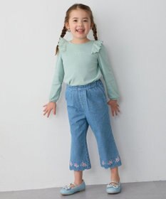 ANY KIDS スカラップ×刺繍デニムパンツ