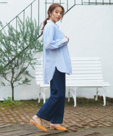 Feroux 【洗える】カラーストライプビッグ シャツ