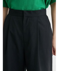 Green Parks 綿麻混タックストレートワイドパンツ