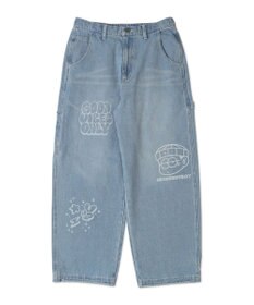 WEGO 【ウエスト紐で調整】イージーペインターグラフィックデニムパンツ
