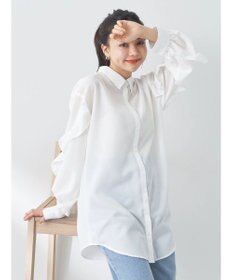 earth music&ecology フリルスリーブシャツ