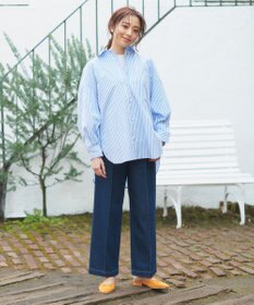 Feroux 【洗える】カラーストライプビッグ シャツ