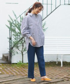 Feroux 【洗える】カラーストライプビッグ シャツ