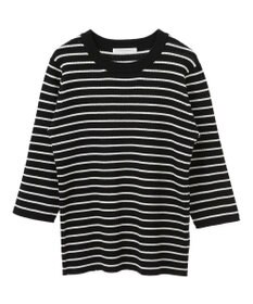 Green Parks ＢＰ　袖口カラーリブ７分袖ニットプルオーバー