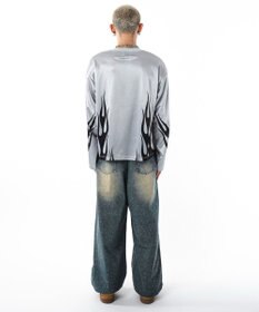 WEGO 【ユニセックス着用ITEM】ファイヤーパターンゲームロゴT（長袖）