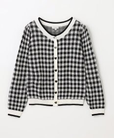ANY KIDS ギンガム総柄ニット カーディガン