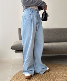 WEGO モチーフデニムタックパンツ