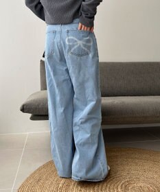 WEGO モチーフデニムタックパンツ