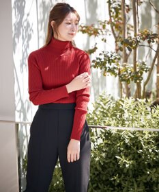 UNFILO 【吸湿発熱】リブ タートルネック ニット