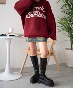 WEGO ロゴジャガードフラッフィーニット