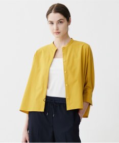 ICB 【接触冷感・UVカット・洗える】ヴィンテージスパンブロード バンドカラーシャツ マスタード系