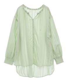 Green Parks ドロストネックシアーストライプチュニック