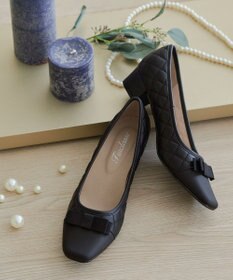 Tiaclasse 【安田美沙子さん着用・撥水】リボンキルティングパンプス　レインシューズ