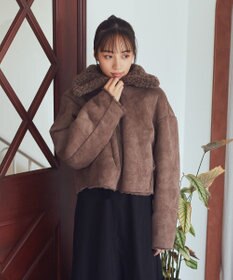 earth music&ecology リバーシブルフェイクムートンショートブルゾン