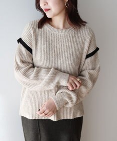 Green Parks Ｍｉｘ配色畦ニットプルオーバー