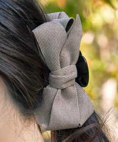 Tiaclasse コーデュロイリボンヘアクリップ