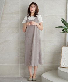 Tiaclasse 【2点セット・洗える】変形プリーツキャミワンピース＆Tシャツ