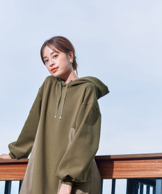 Tiaclasse 【洗える】ダンボール切替パーカーワンピース