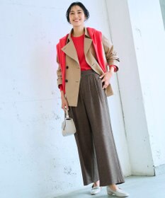 ANY 【6サイズ展開/ウエストゴム】ライトツイードパンツ ブラウン