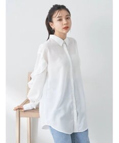 earth music&ecology フリルスリーブシャツ