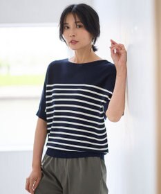 ANY 【洗濯機可/UVカット/アンチピリング】ハーフスリーブガーターニット