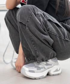 WEGO PUメッシュヒールダッドスニーカー