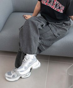 WEGO PUメッシュヒールダッドスニーカー