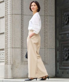 自由区 L 【洗える】ピンタックスリーブ ブラウス