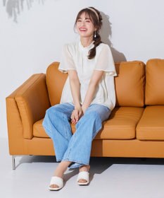 Tiaclasse 【洗える】大人上品なシフォンジャガードフリルカラーブラウス