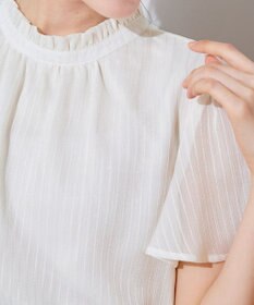 Tiaclasse 【洗える】大人上品なシフォンジャガードフリルカラーブラウス