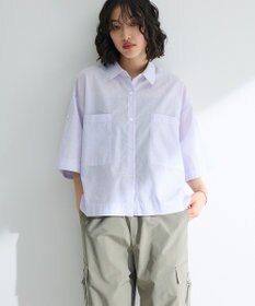 Green Parks 綿麻混５分袖ターンバックシャツ