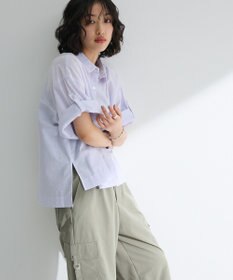 Green Parks 綿麻混５分袖ターンバックシャツ