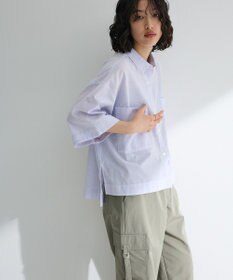 Green Parks 綿麻混５分袖ターンバックシャツ