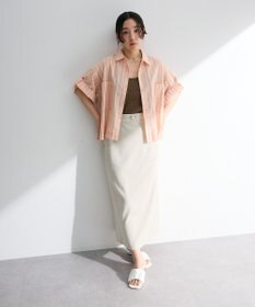 Green Parks 綿麻混５分袖ターンバックシャツ