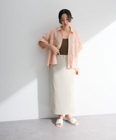 Green Parks 綿麻混５分袖ターンバックシャツ