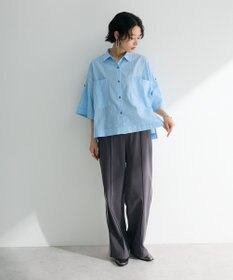 Green Parks 綿麻混５分袖ターンバックシャツ