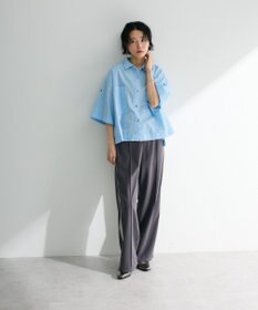 Green Parks 綿麻混５分袖ターンバックシャツ