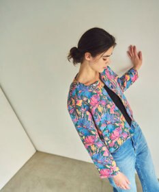 GRACE CONTINENTAL フラワージャガードノーカラージャケット