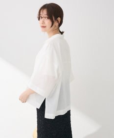 Green Parks 綿麻混５分袖ターンバックシャツ