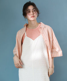 Green Parks 綿麻混５分袖ターンバックシャツ