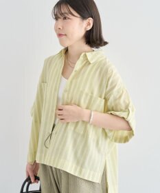 Green Parks 綿麻混５分袖ターンバックシャツ