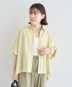 Green Parks 綿麻混５分袖ターンバックシャツ