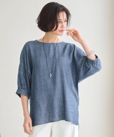 自由区 【洗える・XSサイズあり】テンセルリネンデニム  ブラウス