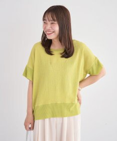 Green Parks シアーリブ切替楊柳プルオーバー