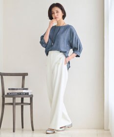 自由区 【洗える・XSサイズあり】テンセルリネンデニム  ブラウス