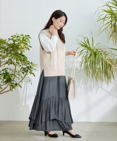 Tiaclasse 【洗える】ギャザーフリルティアードスカート