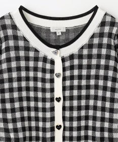 ANY KIDS ギンガム総柄ニット カーディガン