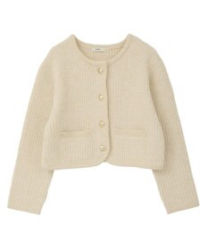 earth music&ecology 【WEB限定】ゴールド釦ショートニットカーディガン